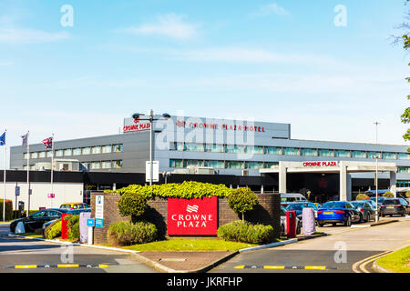 Crowne Plaza Hotel at Manchester airport with evening sunshine and