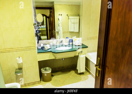Hotel bathroom, bathroom, bathroom sink, bathroom mirror, hotel bathrooms, bathrooms, large mirror, hotel, hotels, interior, interiors, Stock Photo