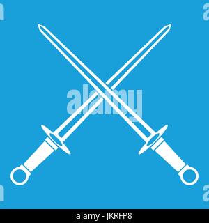 Swords icon white Stock Vector
