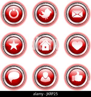 button with download sign. red round vector Stock Vector