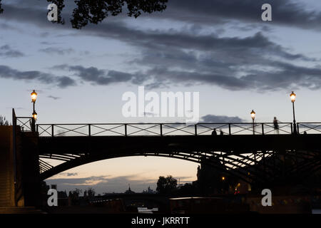 Paris, Unusual Pont des Arts Sunset atmosphere Stock Photo