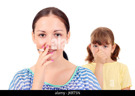 Smoking can cause asthma and diseases in children Stock Photo