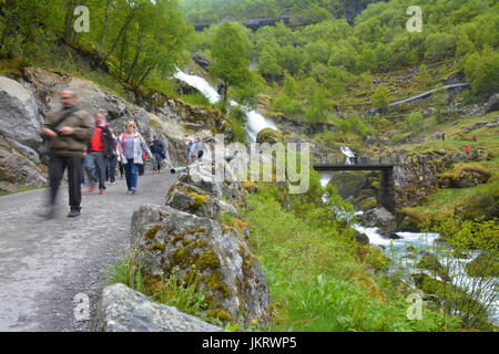 walking up to briksdal glacier, olden norway Stock Photo