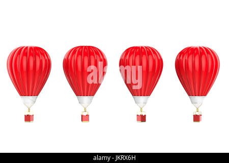 3d rendering four red hot air balloons isolated on white Stock Photo