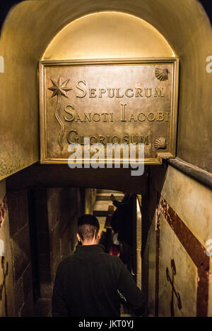 Interior of the Catherdar in the Santiago de Compostela, Spain, Europe. Camino de santiago. Stock Photo