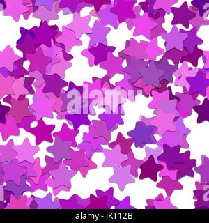 Repeating geometrical star pattern background - vector design from rounded pentagram stars in purple tones Stock Vector