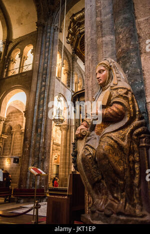 Interior of the Catherdar in the Santiago de Compostela, Spain, Europe. Camino de santiago. Stock Photo