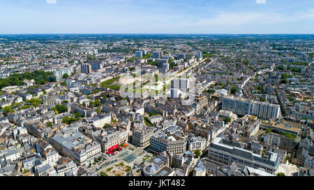 Aerial view on Angers city center in Maine et Loire, France Stock Photo