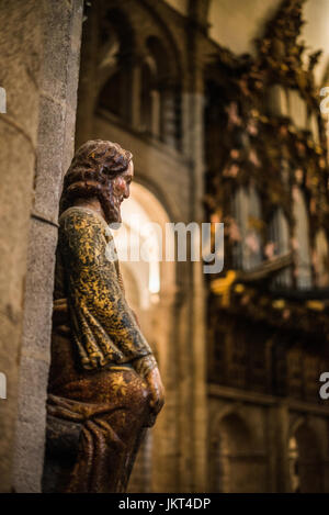 Interior of the Catherdar in the Santiago de Compostela, Spain, Europe. Camino de santiago. Stock Photo