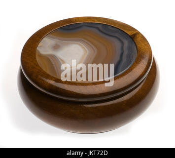 Agate topped wooden box, Agate is a cryptocrystalline variety of silica, chiefly chalcedony,