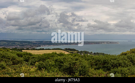 Sandown Bay from Luccombe Down, Isle of Wight, UK Stock Photo