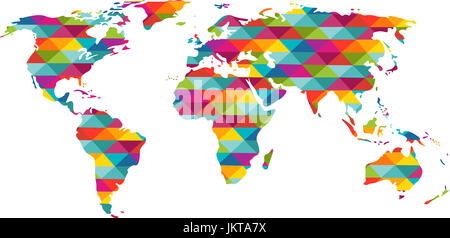 Abstract and colorful world map Stock Photo