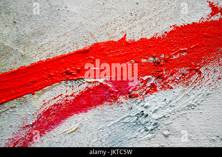 Red Paint Stroke on Canvas. Photography by Kim Craig. Stock Photo