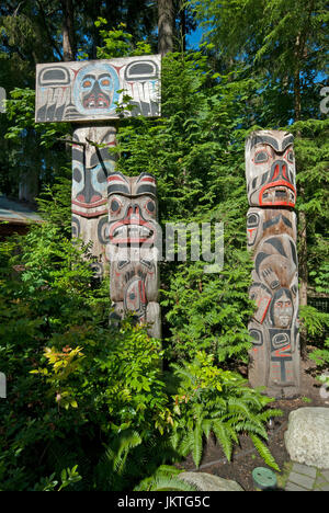 Totem poles at Capilano Suspension Bridge Park, Vancouver, British Columbia, Canada Stock Photo