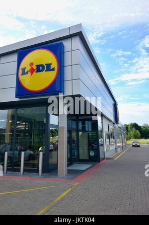 PRAGUE, CZECH REPUBLIC - JULY 24, 2017: Exterior view of the LIDL supermarket. LIDL is a German discount chain founded in 1973 by German merchant Diet Stock Photo