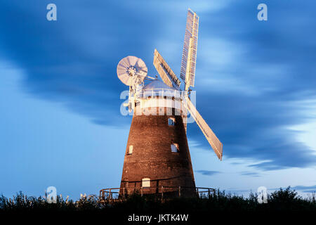 john webbs windmill wooden sails thaxted essex dusk into night Stock Photo