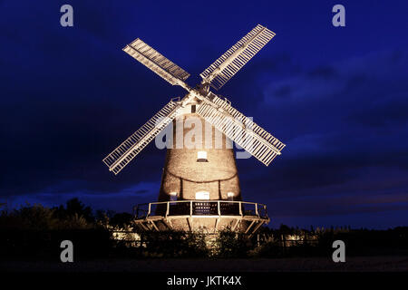 john webbs windmill wooden sails thaxted essex dusk into night Stock Photo