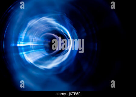 Sound waves in the visible blue color in the dark Stock Photo