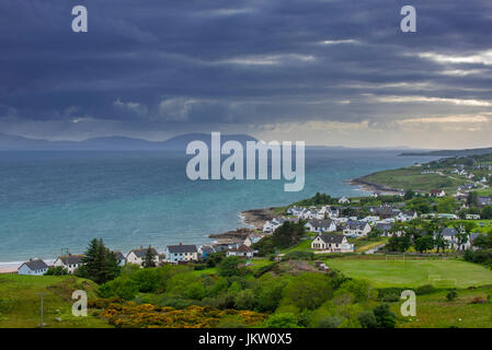 View over the village Gairloch on the shores of Loch Gairloch, Wester Ross, North-West Scottish Highlands, Scotland Stock Photo