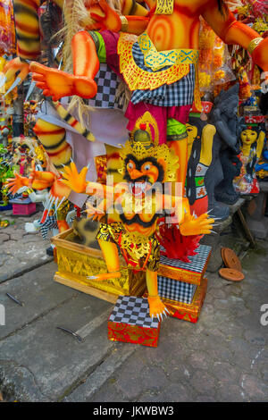 BALI, INDONESIA - MARCH 08, 2017: Impresive hand made structures, Ogoh-ogoh statue built for the Ngrupuk parade, which takes place on the even of Nyepi day in Bali, Indonesia Stock Photo