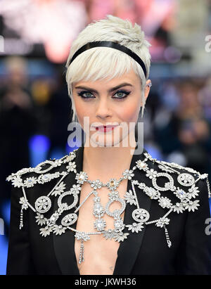 Cara Delevingne attending the European premiere of Valerian and the City of a Thousand Planets at Cineworld in Leicester Square, London. Stock Photo
