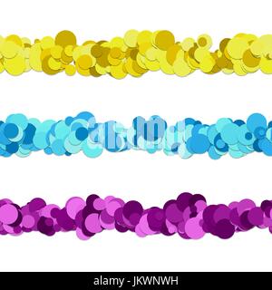 Repeatable dot pattern page separator line design set - vector graphic design elements from colored circles Stock Vector