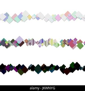 Repeatable square pattern paragraph divider line design set - vector design elements from colored rounded squares Stock Vector