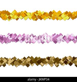 Repeatable square pattern paragraph dividing line design set - vector graphic design elements from rounded squares Stock Vector