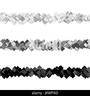 Repeatable random square pattern page separator line design set - vector graphic elements from diagonal squares Stock Vector