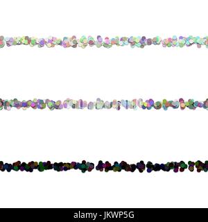 Repeatable random circle pattern text dividing line design set - vector graphic decoration elements from colored dots Stock Vector