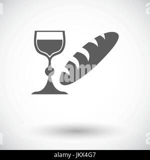 Bread and wine. Single flat icon on white background. Vector illustration. Stock Vector