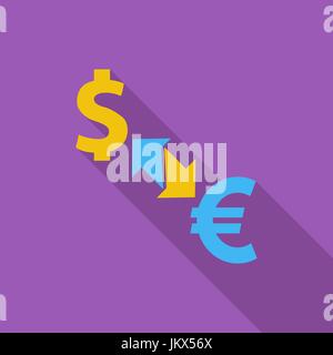 Currency exchange icon. Flat vector related icon with long shadow for web and mobile applications. It can be used as - logo, pictogram, icon, infograp Stock Vector