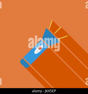 Flashlight icon. Flat vector related icon with long shadow for web and mobile applications. It can be used as - logo, pictogram, icon, infographic ele Stock Vector
