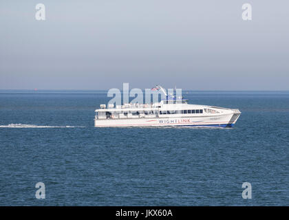 Wightlink FastCat 'Wight Rider II' en route from Portsmouth to Ryde on the Isle of Wight Stock Photo