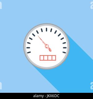 Speedometer icon. Flat vector related icon with long shadow for web and mobile applications. It can be used as - logo, pictogram, icon, infographic el Stock Vector