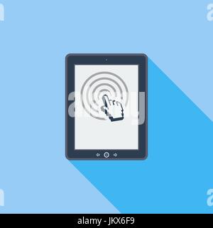 Tablet PC icon. Flat vector related icon with long shadow for web and mobile applications. It can be used as - logo, pictogram, icon, infographic elem Stock Vector