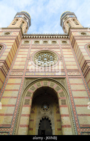 BUDAPEST, HUNGARY - FEBRUARY 21, 2016: Exterior of the Great Synagogue in Dohany Street. The Dohany Street Synagogue is the largest synagogue in Europ Stock Photo