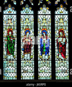 St. Paul, St. Martha, St. Mary, St. Luke, stained glass window, by Heaton Butler & Bayne, 1878, Swaffham, Norfolk, England, UK Stock Photo