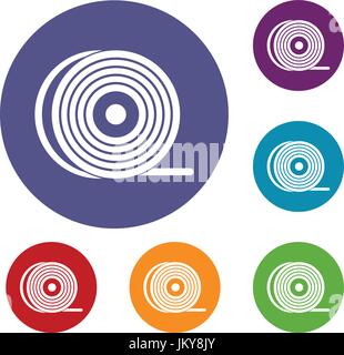 Abs or pla filament coil icons set Stock Vector