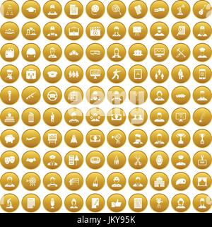 100 career icons set gold Stock Vector