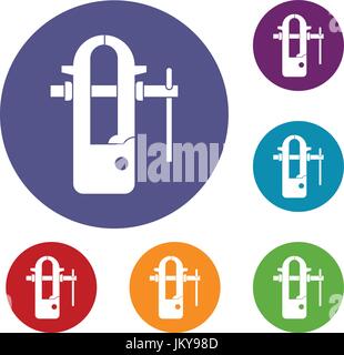 Blacksmiths vice icons set Stock Vector
