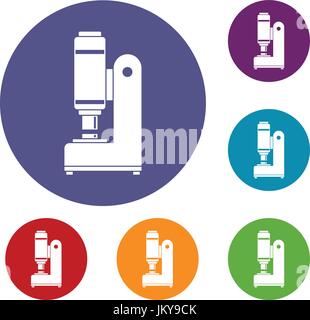 Blacksmith automatic hammer icons set Stock Vector