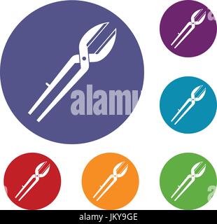 Metal scissors icons set Stock Vector