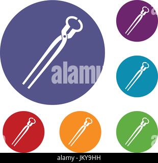 Vintage blacksmith pincers icons set Stock Vector