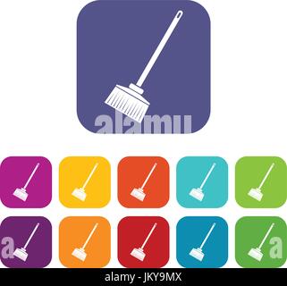 Broom icons set Stock Vector
