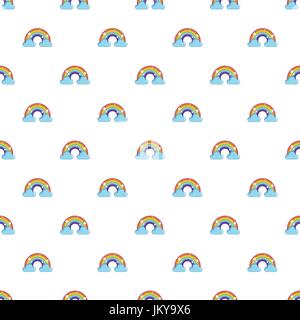 Rainbow with clouds pattern seamless repeat in cartoon style vector illustration Stock Vector