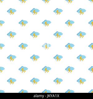 Blue cloud with lightnings and rain pattern Stock Vector