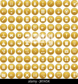 100 company icons set gold Stock Vector