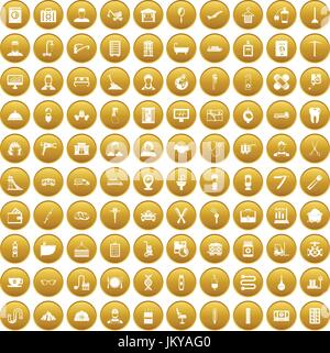 100 craft icons set gold Stock Vector