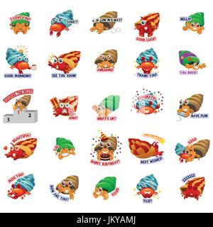 A vector illustration of Hermit Crab Emoji Emoticon Expression Stock Vector